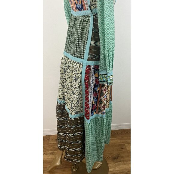 Glen of Michigan Polished Cotton Patchwork Print Dress Boho Hippie - Picture 12 of 14